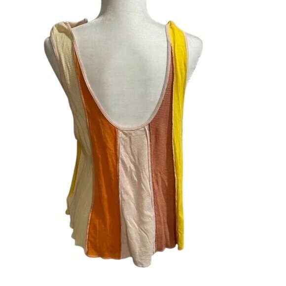 Free People Carousel Yellow Stripe Patchwork Tank Top - Picture 6 of 8